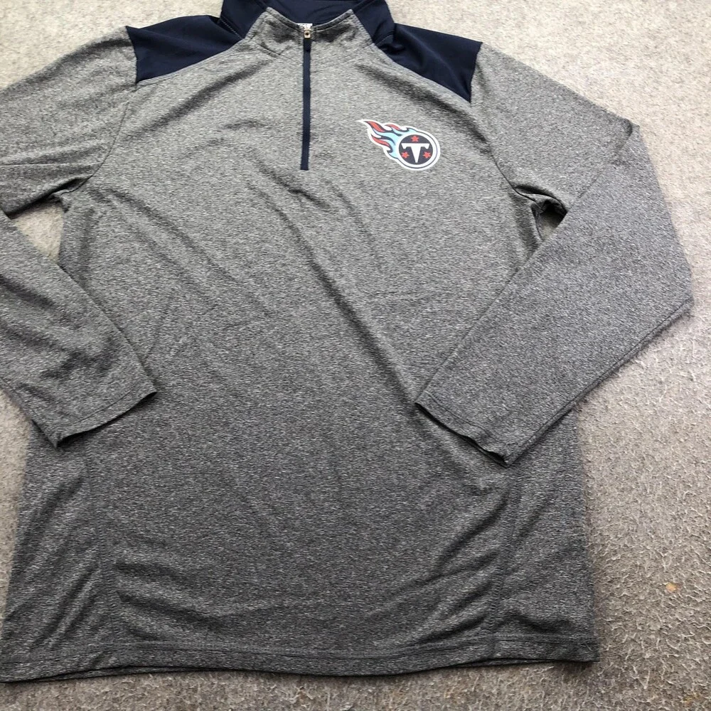 Tennessee Titans Shirt Mens Medium Gray Football NFL Team Apparel Quarter Zip
